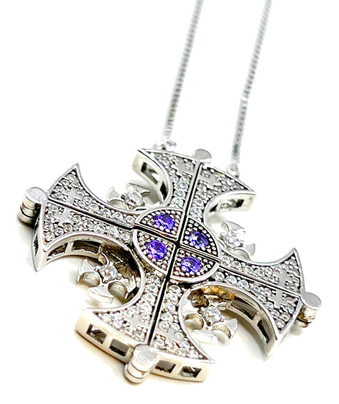 Sterling Classic Jerusalem Cross Opening Magnetic Necklace